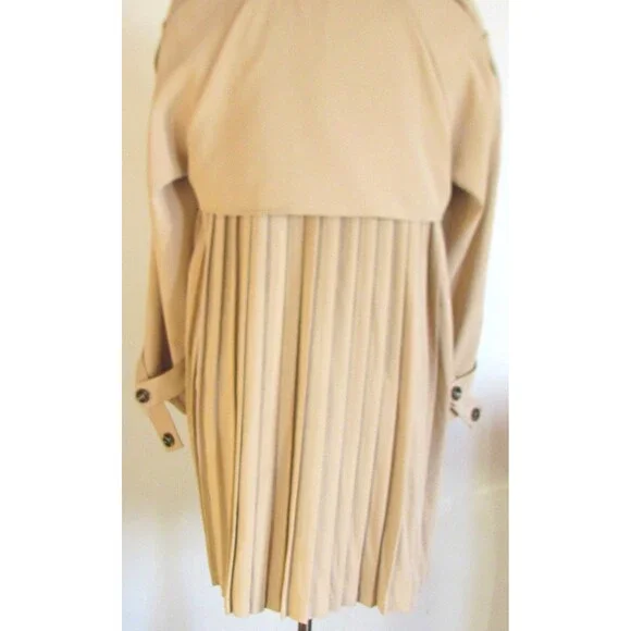 DESIGNER BATUNA BEIGE PLEATED DETAIL BELTED TRENCH COAT SIZE MED - Picture 11 of 16